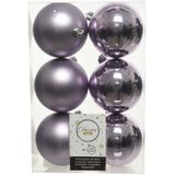 12x Lila paarse kunststof kerstballen 8 cm - Mat/glans - Onbreekbare plastic kerstballen - Kerstboomversiering lila paars