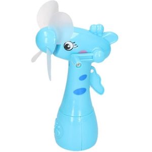 Blauwe waterspray ventilator giraffe 15 cm voor kinderen - Zomer ventilator met waterverstuiver voor extra verkoeling