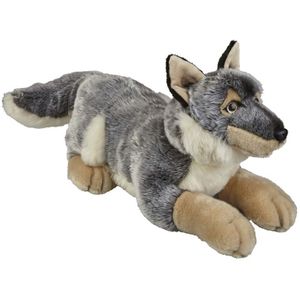 Grote pluche grijze wolf knuffel 50 cm - Wolven wilde dieren knuffels - Speelgoed voor kinderen