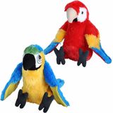 Wild Republic - Vogels knuffels setje van 2x pluche knuffel Macaw Papegaaien van 20 cm