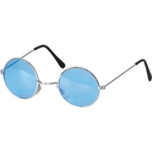 Hippie / flower power bril blauw - Party bril verkleed accessoire voor volwassenen