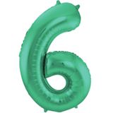 Folat folie ballonnen - Leeftijd cijfer 65 - glimmend groen - 86 cm - en 2x slingers