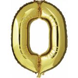 10 jaar gouden folie ballonnen 88 cm leeftijd/cijfer - Leeftijdsartikelen 10e verjaardag versiering - Heliumballonnen