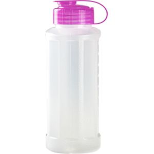 Kunststof waterfles 1100 ml transparant met dop roze - Drink/sport/fitness flessen
