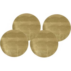 12x stuks ronde placemats goud glitter 38 cm van kunststof - Borden onderleggers