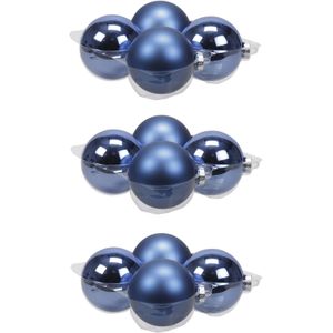 12x stuks kerstversiering kerstballen blauw (basic) van glas - 10 cm - mat/glans - Kerstboomversiering