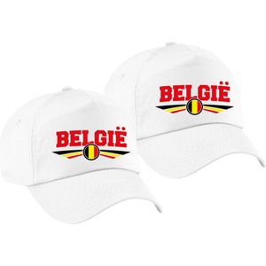 2x stuks belgie landen vlag thema pet wit volwassenen - Belgie baseball cap - EK / WK / Olympische spelen outfit