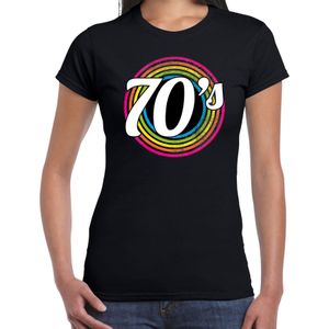 70s / seventies verkleed t-shirt zwart voor dames - discoverkleed / party shirt - Cadeau voor een disco liefhebber