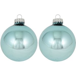 16x Starlight blauwe glazen kerstballen glans 7 cm kerstboomversiering - glans - Kerstversiering/kerstdecoratie blauw