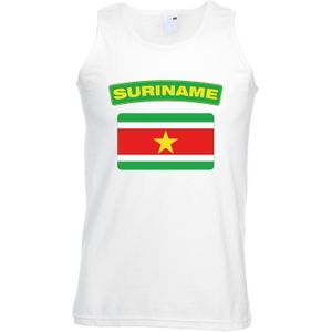 Suriname singlet shirt/ tanktop met Surinaamse vlag wit heren