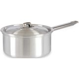 Steelpan/sauspan/juspan zilverkleurig 30 x 18 x 10 cm van 1.5 liter aluminium - Met handige deksel - Kookpannen