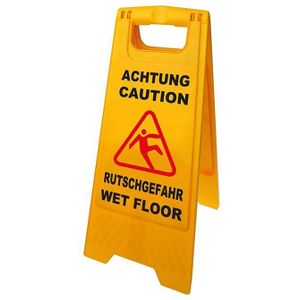Geel waarschuwingsbord opgepast gladde vloer - 58 cm x 28 cm - Pas op gladde vloer bord - Dweilbord/veiligheidsbord