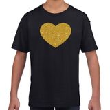 Gouden hart t-shirt zwart kids - kids shirt Gouden hart