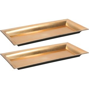 2x stuks rechthoekige gouden kaarsenplateaus/kaarsenborden 36 cm - onderborden / kaarsenborden / onderzet borden voor kaarsen