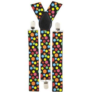 Carnaval verkleed bretels met gekleurde stippen - Verkleedkleding clown/fun/gek
