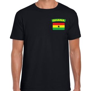 Ghana t-shirt met vlag zwart op borst voor heren - Ghana landen shirt - supporter kleding