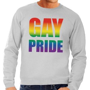 Gay pride regenboog sweater grijs - homo sweater voor heren - gay pride