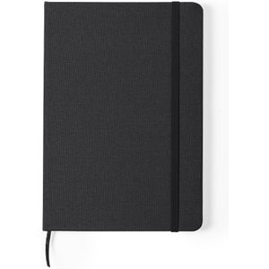 Luxe schriften/notitieboekje - 1x - zwart met elastiek -  A5 formaat - gelinieerd