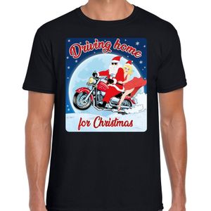 Fout Kerstshirt / t-shirt - Driving home for christmas - motorliefhebber / motorrijder / motor fan zwart voor heren - kerstkleding / kerst outfit