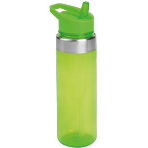 Transparant/groen drinkfles/waterfles met draaglus 650 ml - Sportfles