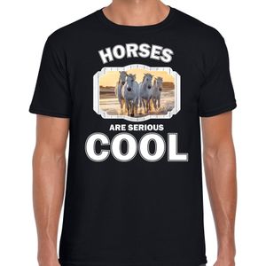 Dieren paarden t-shirt zwart heren - horses are serious cool shirt - cadeau t-shirt wit paard/ paarden liefhebber