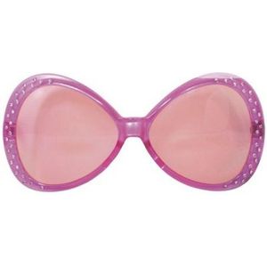 Toppers Diamant verkleed feest zonnebril roze XL - carnaval brillen