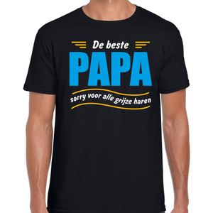 Beste papa sorry voor alle grijze haren cadeau t-shirt zwart voor heren - vaderdag / verjaardag kado shirt