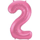 Folat folie ballonnen - Verjaardag leeftijd cijfer 20 - glimmend roze - 86 cm - en 2x feestslingers