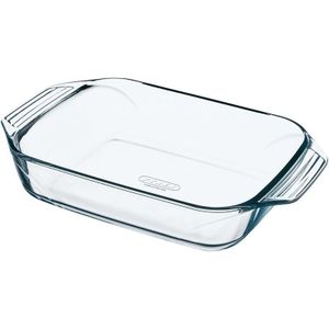 Ovenschaal Rechthoek - Met Grepen - Borosilicaatglas - 1,4 liter - Transparant