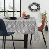 Tafelkleed van polyester rechthoekig 240 x 140 cm - grijs met print  - Eettafel tafellakens
