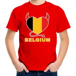 Belgium hart supporter t-shirt rood EK/ WK voor kinderen - EK/ WK shirt / outfit