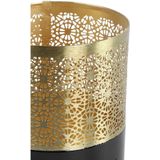 Countryfield Luxe theelichthouder - 2x stuks - Dubai - metaal - goud/zwart - D10 x H12.5 cm