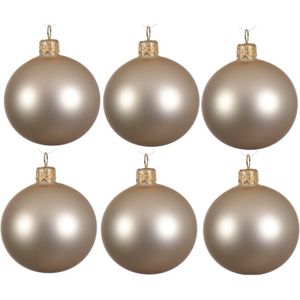 12x Licht parel/champagne glazen kerstballen 8 cm - Mat/matte - Kerstboomversiering licht parel/champagne