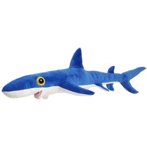 Pluche grote blauwe haai knuffel 60 cm - Blauwe haaien zeedieren knuffels - Speelgoed voor kinderen