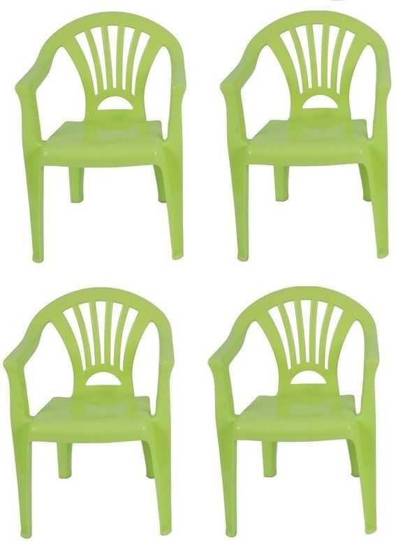 4x Kinderstoelen groen - tuinmeubels- stoelen voor kinderen