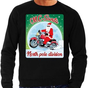 Foute Kersttrui / sweater - MC Santa North Pole division - motorliefhebber / motorrijder / motor fan - zwart voor heren - kerstkleding / kerst outfit