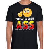 Funny emoticon t-shirt You got a great ass zwart voor heren -  Fun / cadeau shirt