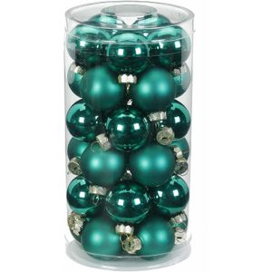 60x Donkergroene kleine glazen kerstballen 4 cm glans en mat - Kerstboomversiering donkergroen