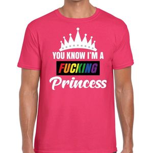 Roze You know i am a fucking Princess t-shirt heren - gay pride