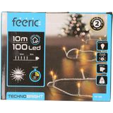 Feeric lights Kerstverlichting - 2x - warm wit - 10 meter - 100 led lampjes - transparant snoer