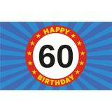 2x stuks happy Birthday 60 jaar vlag verjaardag150 x 90 cm - 60 jaar versiering feestartikelen