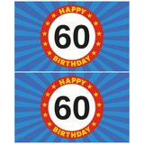 2x stuks happy Birthday 60 jaar vlag verjaardag150 x 90 cm - 60 jaar versiering feestartikelen