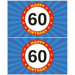 2x stuks happy Birthday 60 jaar vlag verjaardag150 x 90 cm - 60 jaar versiering feestartikelen
