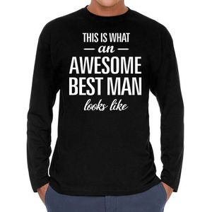 Awesome Best man - geweldige getuige cadeau shirt long sleeve zwart heren - kado shirts / huwelijk cadeau