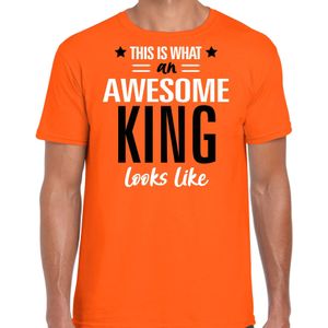 Bellatio Decorations Oranje Koningsdag t-shirt - awesome king - heren
