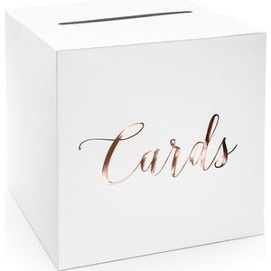 Verjaardag/jubileum enveloppendoos wit/rosegoud Cards 24 cm - Versieringen/decoraties