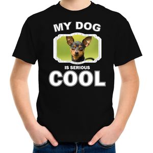Dwergpinscher honden t-shirt my dog is serious cool zwart - kinderen - Dwergpinschers liefhebber cadeau shirt - kinderkleding / kleding