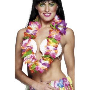 Set van 8x stuks hawaii krans/tropische bloemenslinger gekleurde bloemen - Verkleed accessoires - Feestartikelen