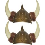 4x stuks stoere viking helm de luxe - Carnaval verkleed helmen voor bij verkleedkleding pak