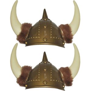 4x stuks stoere viking helm de luxe - Carnaval verkleed helmen voor bij verkleedkleding pak